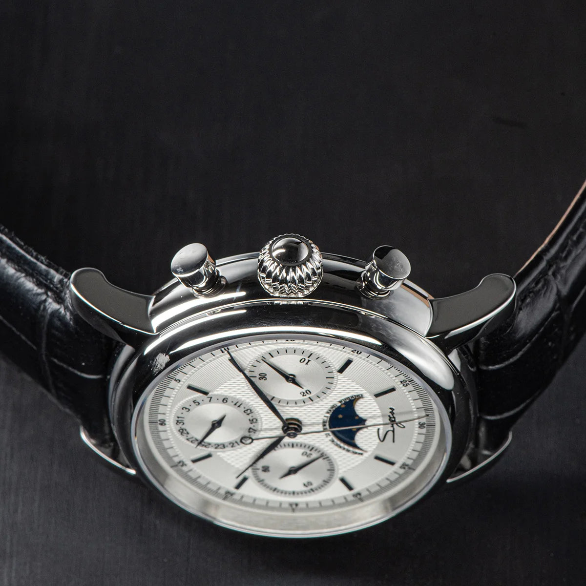 SUGESS Pilot Mechanical Chronograph Moonphase Calendar Watch ST1908