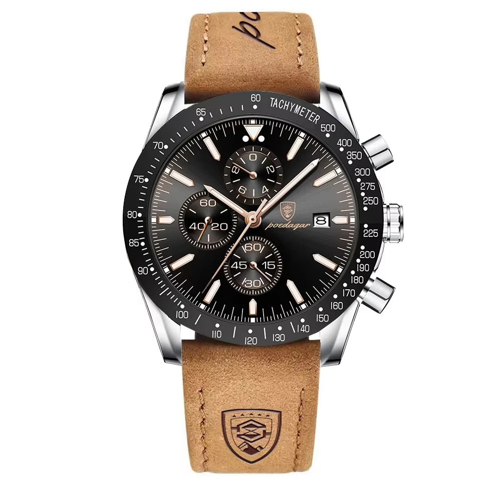 POEDAGAR Fashion Quartz Men's Watch Luxury Chronograph 988