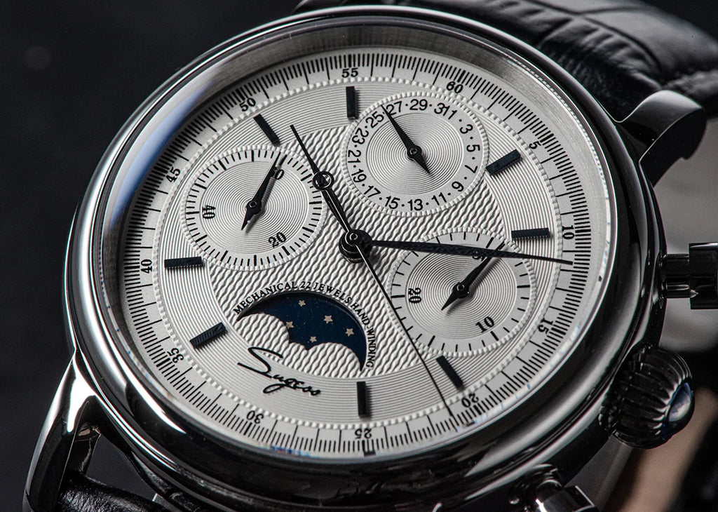 SUGESS Pilot Mechanical Chronograph Moonphase Calendar Watch ST1908