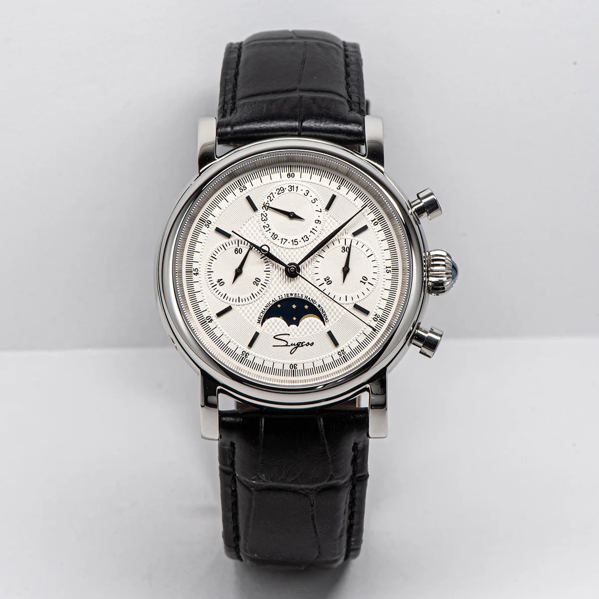 SUGESS Pilot Mechanical Chronograph Moonphase Calendar Watch ST1908