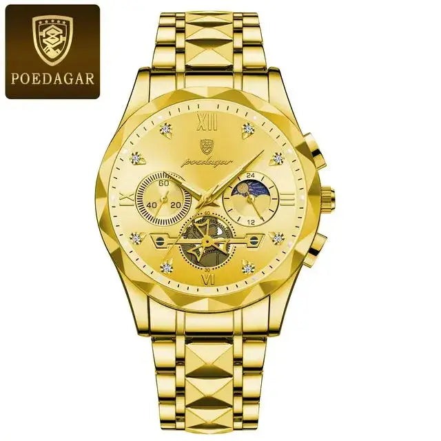 POEDAGAR Luxury Chronograph - Stainless Steel Quartz Watches 996