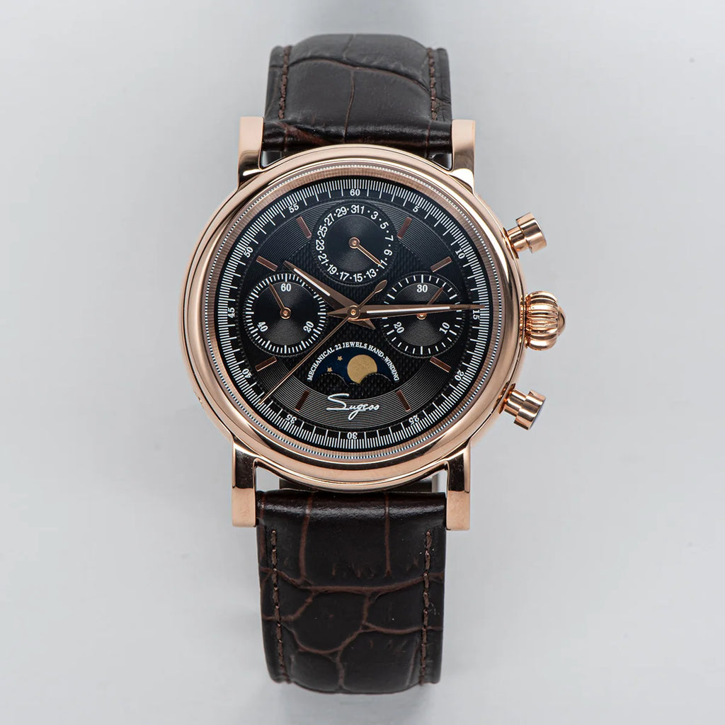 SUGESS Pilot Mechanical Chronograph Moonphase Calendar Watch ST1908