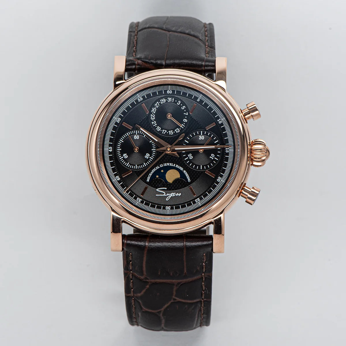 SUGESS Pilot Mechanical Chronograph Moonphase Calendar Watch ST1908