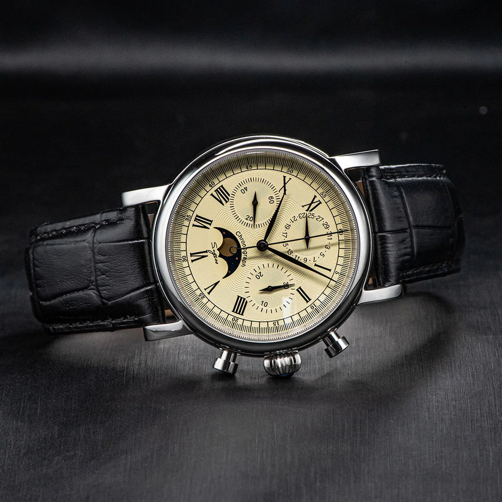 SUGESS Pilot Mechanical Chronograph Moonphase Calendar Watch ST1908
