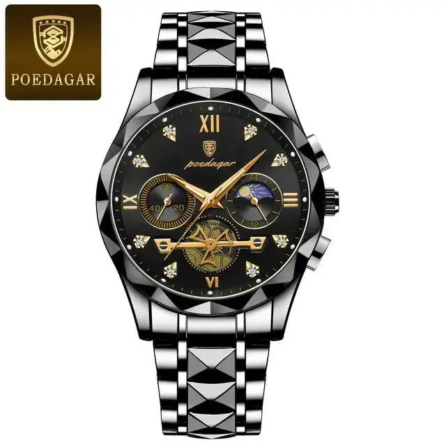 POEDAGAR Luxury Chronograph - Stainless Steel Quartz Watches 996