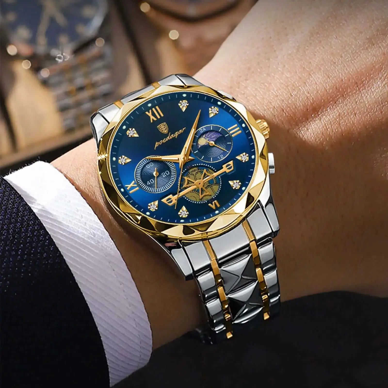 POEDAGAR Luxury Chronograph - Stainless Steel Quartz Watches 996