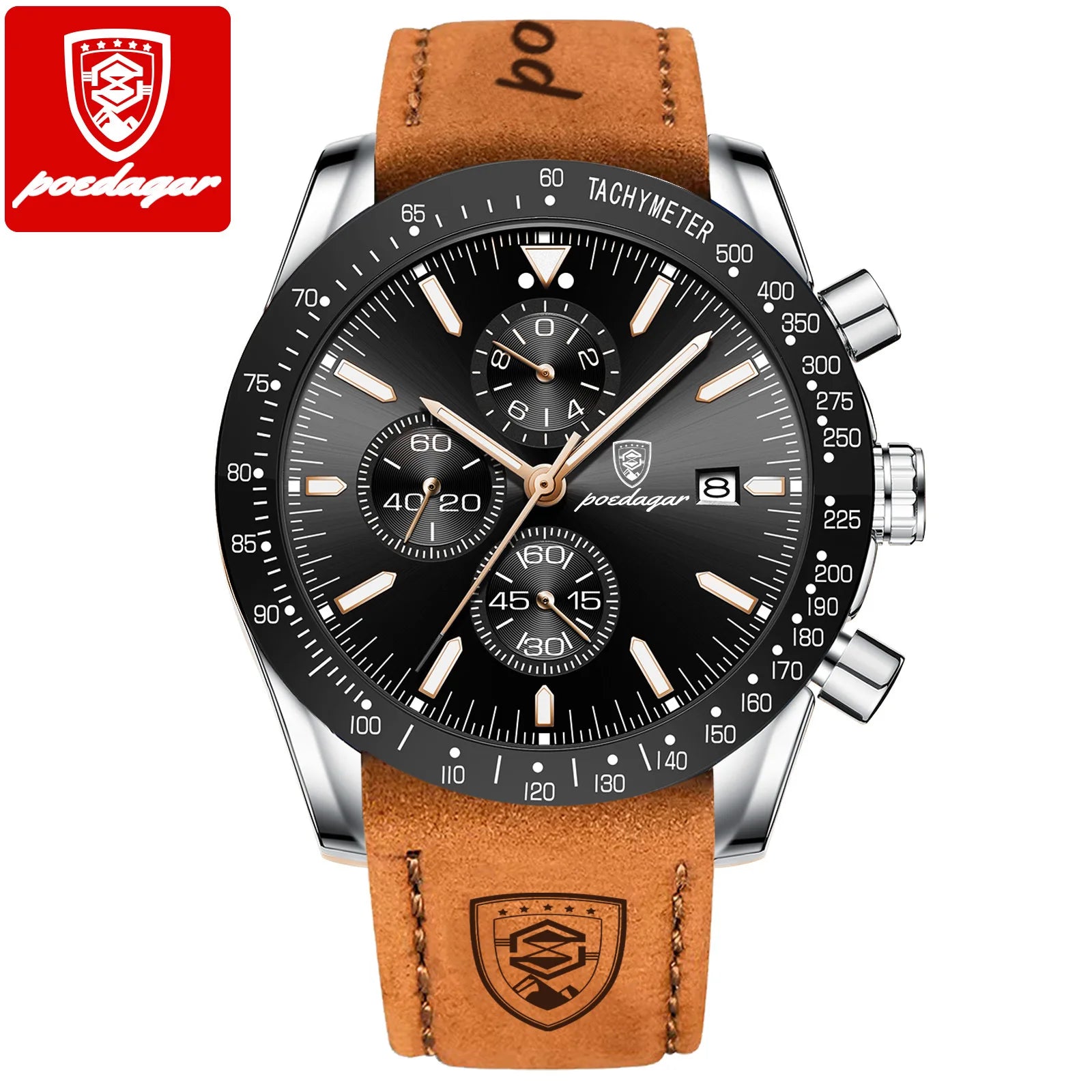 POEDAGAR Fashion Quartz Men's Watch Luxury Chronograph 988