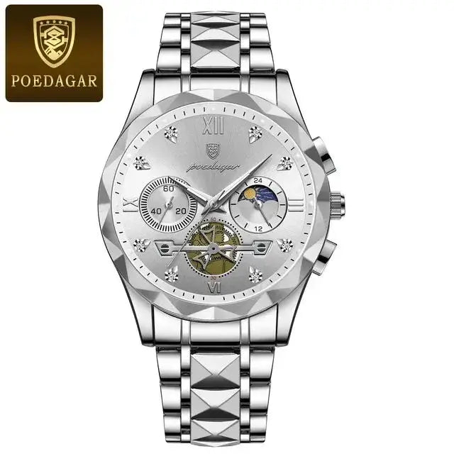 POEDAGAR Luxury Chronograph - Stainless Steel Quartz Watches 996