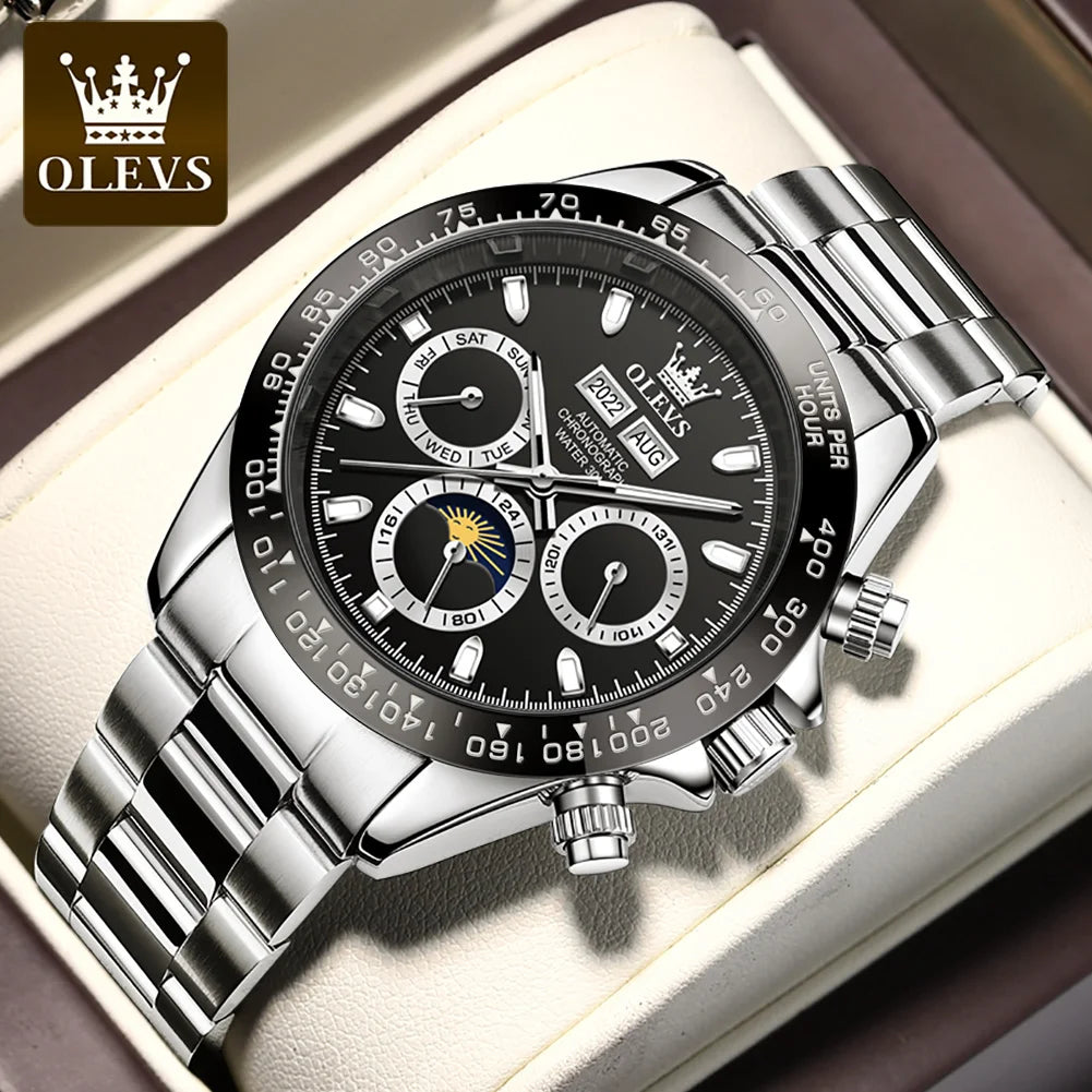 OLEVS Luxury Automatic Mechanical Watch Seagull Movement 6654