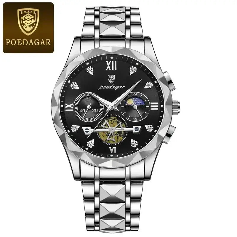 POEDAGAR Luxury Chronograph - Stainless Steel Quartz Watches 996