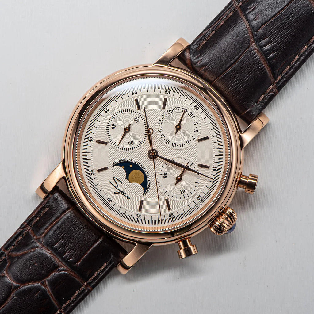 SUGESS Pilot Mechanical Chronograph Moonphase Calendar Watch ST1908