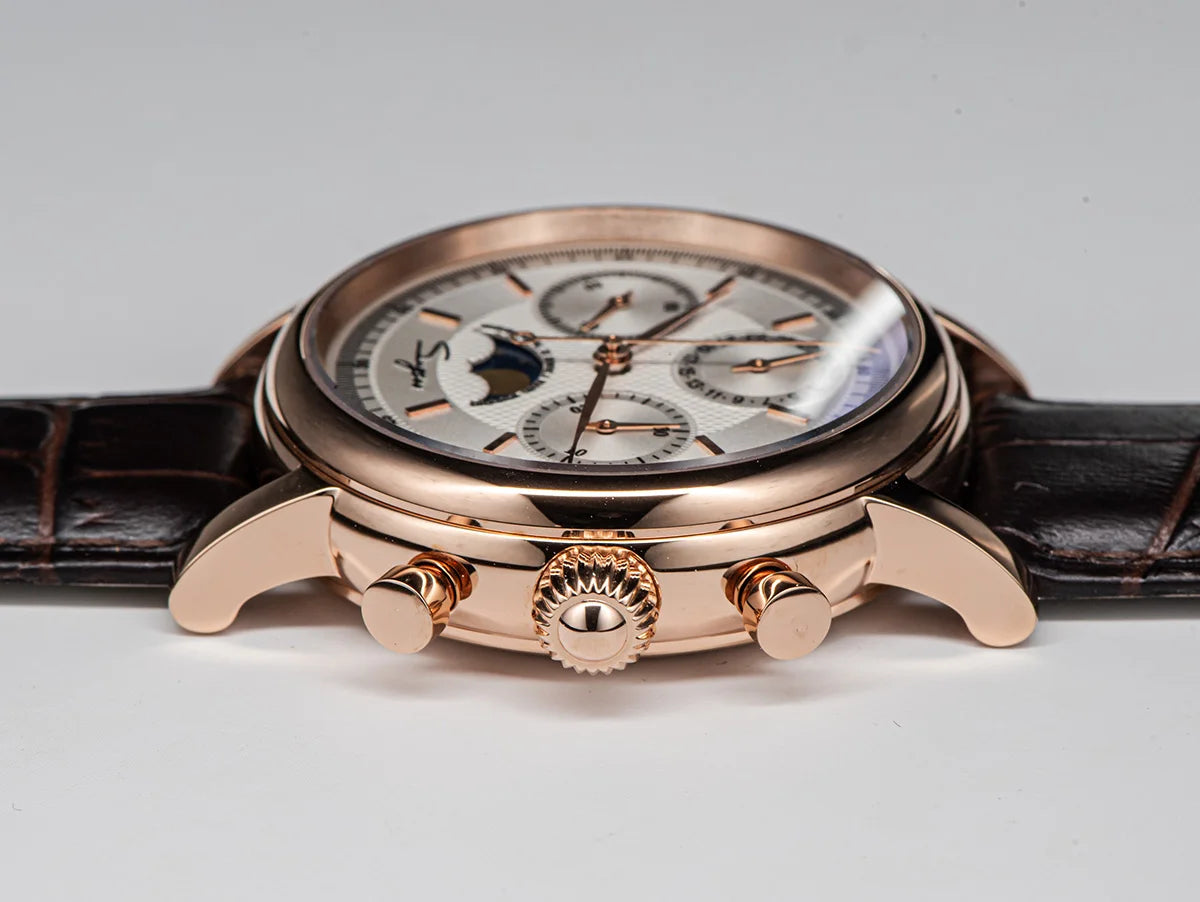 SUGESS Pilot Mechanical Chronograph Moonphase Calendar Watch ST1908