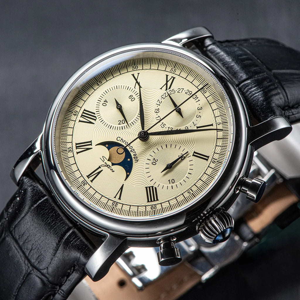 SUGESS Pilot Mechanical Chronograph Moonphase Calendar Watch ST1908
