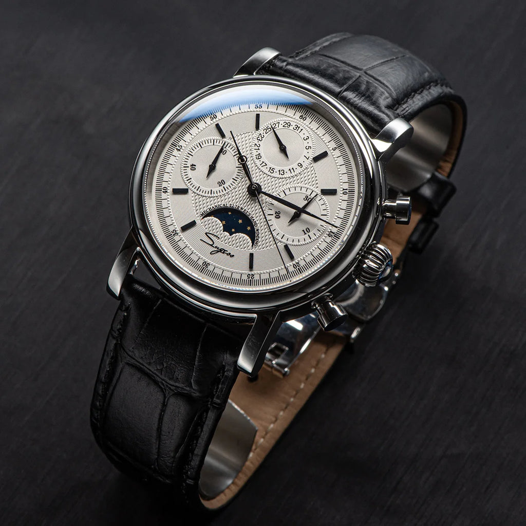 SUGESS Pilot Mechanical Chronograph Moonphase Calendar Watch ST1908