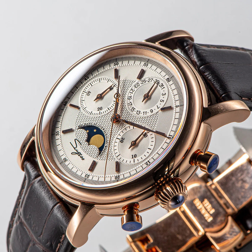 SUGESS Pilot Mechanical Chronograph Moonphase Calendar Watch ST1908