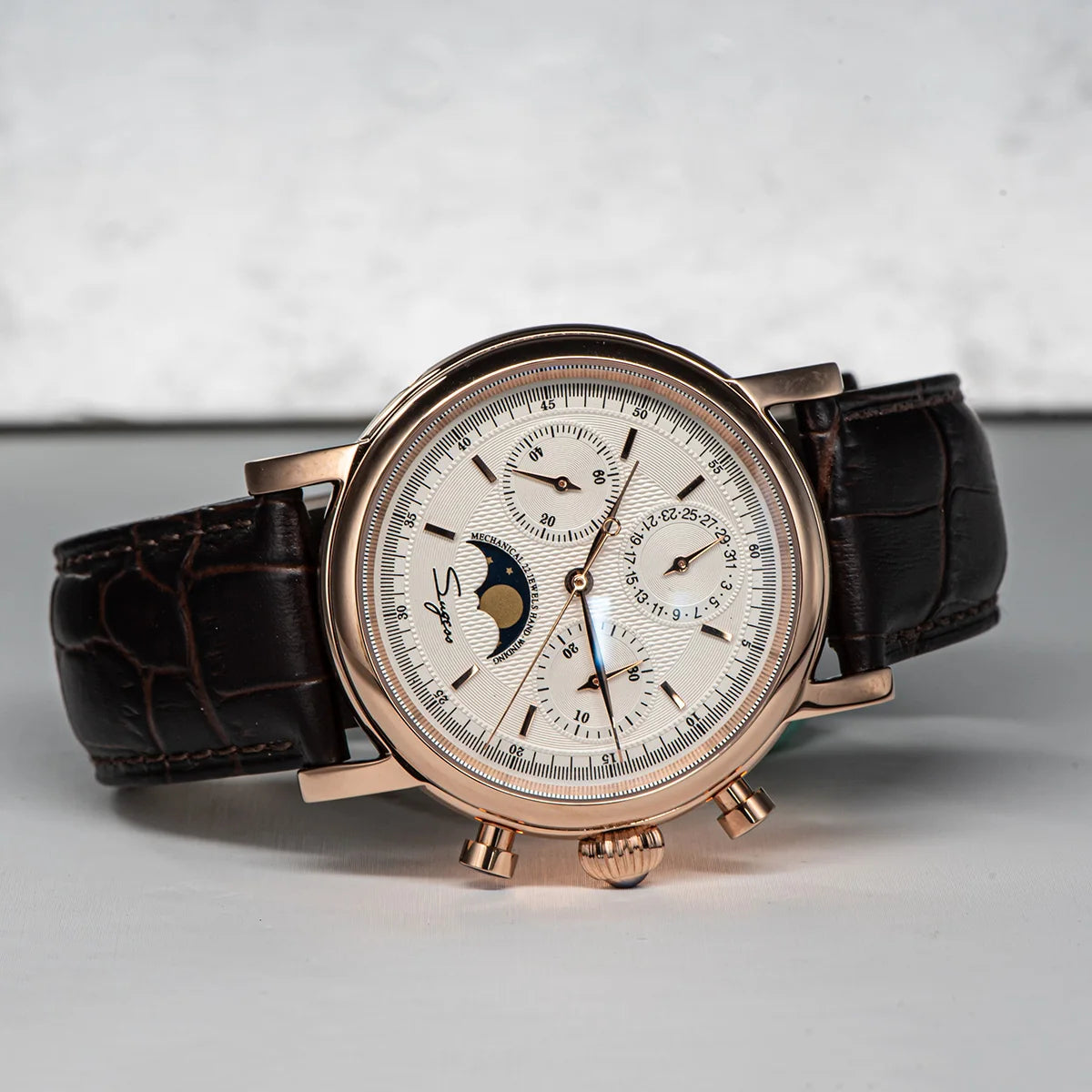 SUGESS Pilot Mechanical Chronograph Moonphase Calendar Watch ST1908