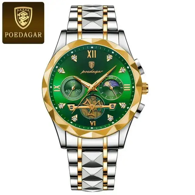 POEDAGAR Luxury Chronograph - Stainless Steel Quartz Watches 996