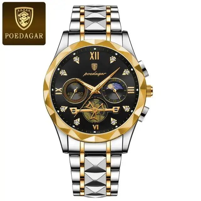 POEDAGAR Luxury Chronograph - Stainless Steel Quartz Watches 996