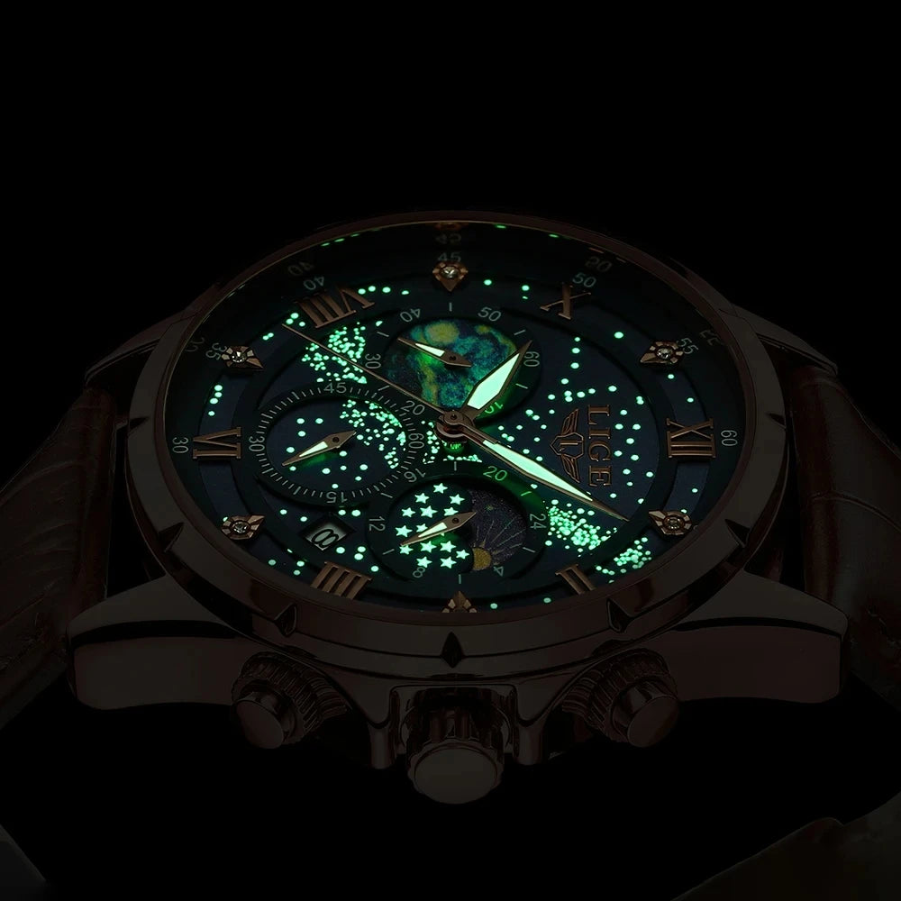 LIGE Stainless Steel Men's Quartz Luxury Watch 89107