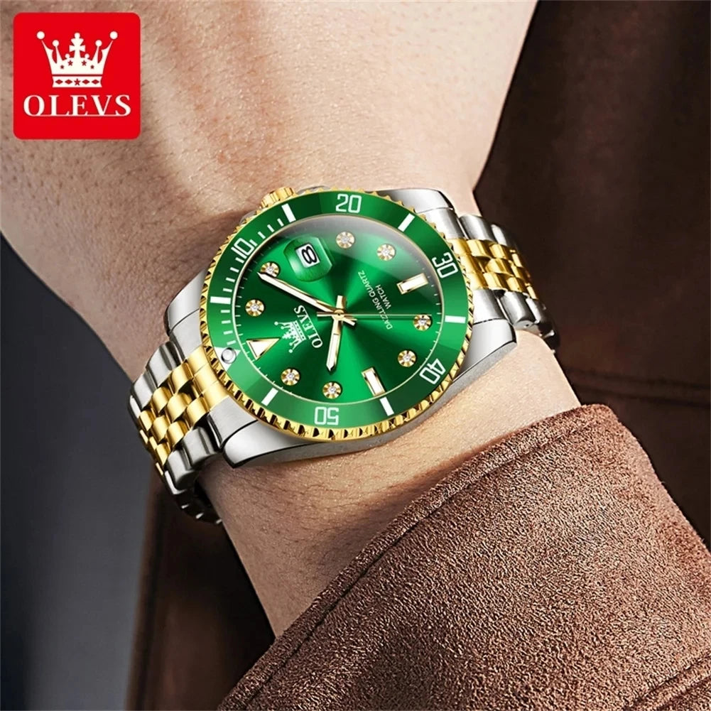 OLEVS Stainless Steel Luminous Quartz Sport Watch 9809