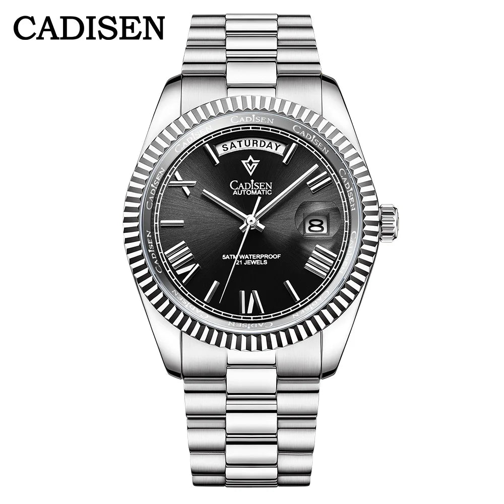 CADISEN Automatic Mechanical Day-Date Stainless Steel Watch 8285