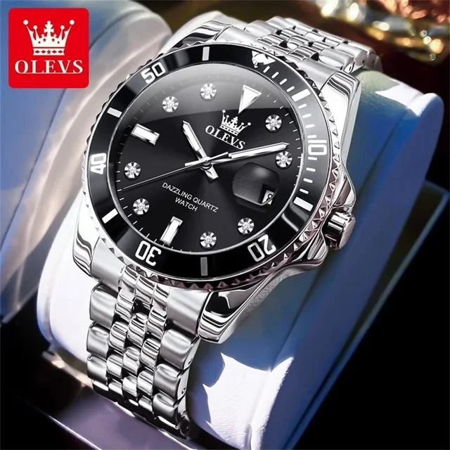 OLEVS Stainless Steel Luminous Quartz Sport Watch 9809