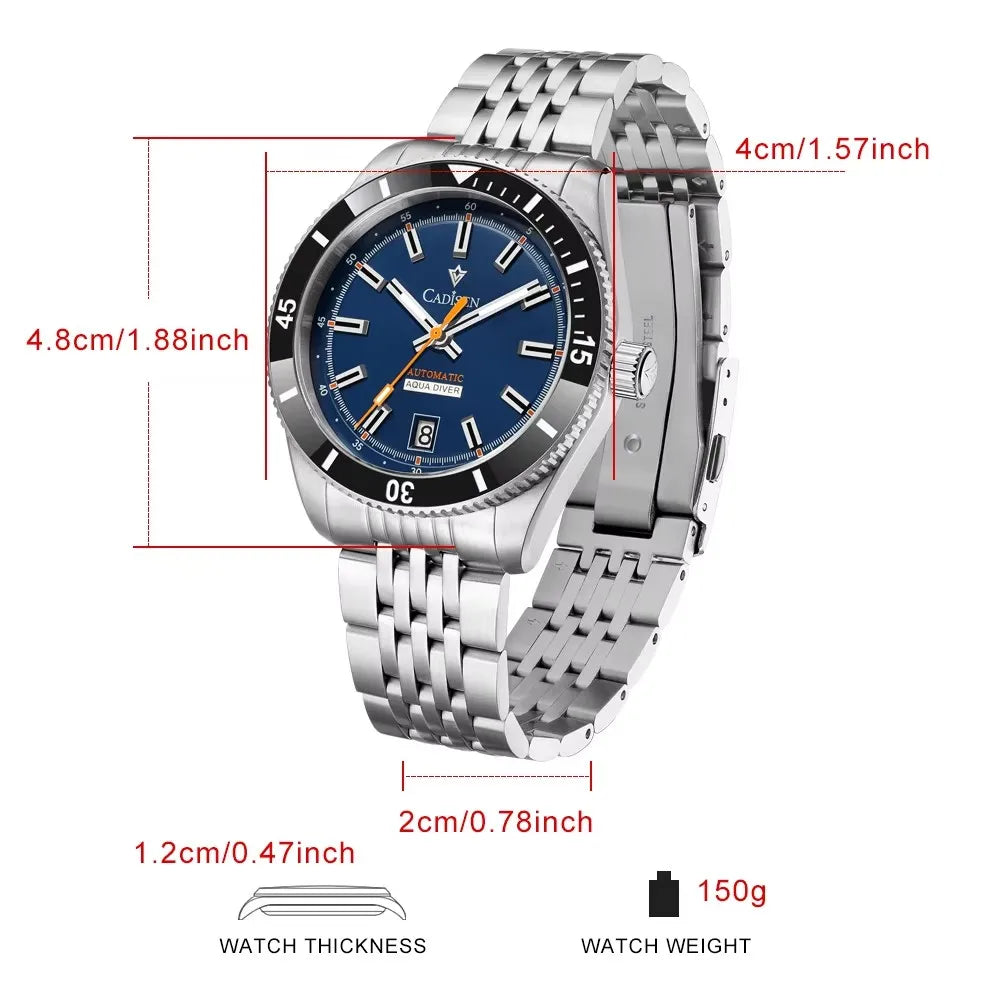CADISEN Automatic Mechanical Ceramic Bezel Watch NH35A C8237