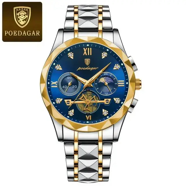 POEDAGAR Luxury Chronograph - Stainless Steel Quartz Watches 996