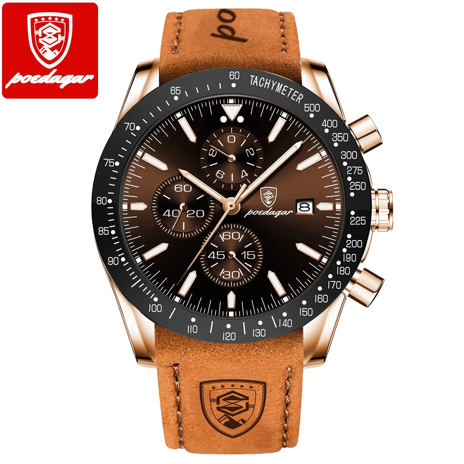 POEDAGAR Fashion Quartz Men's Watch Luxury Chronograph 988