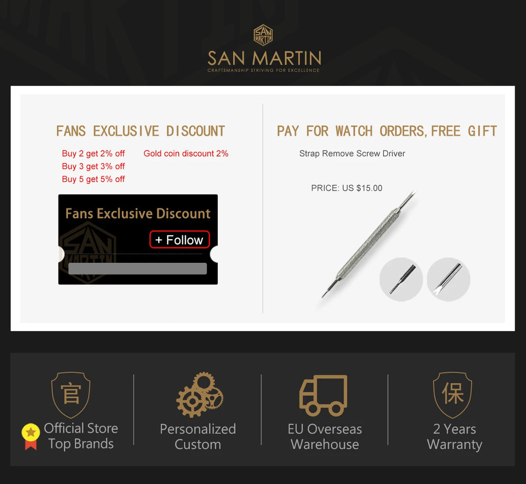 SAN MARTIN Pilot Automatic Mechanical Watch Miyota 8215 37mm