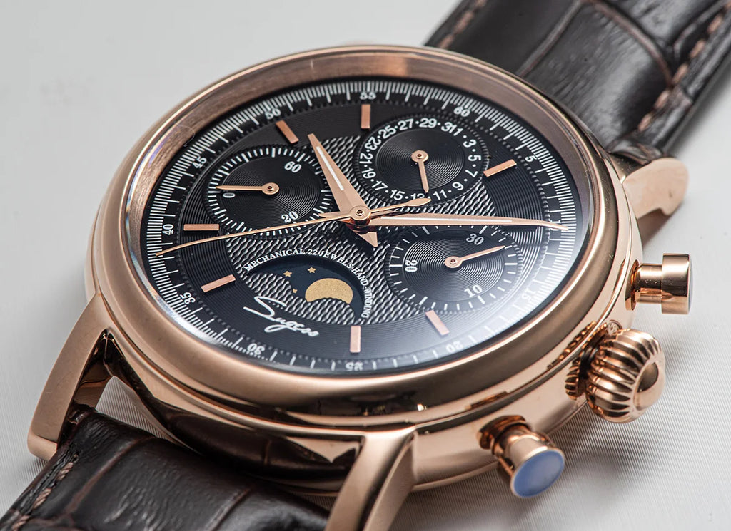 SUGESS Pilot Mechanical Chronograph Moonphase Calendar Watch ST1908