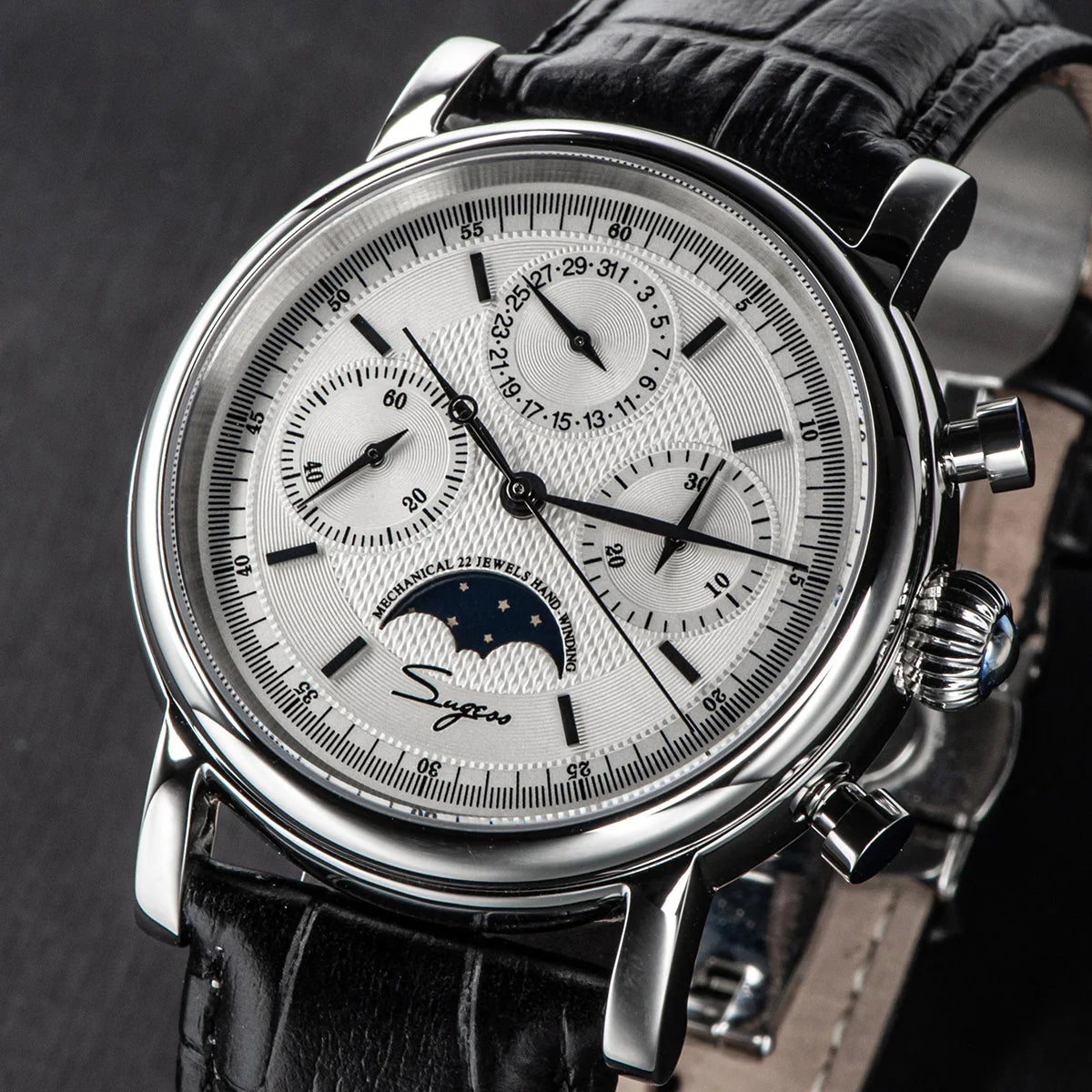 SUGESS Pilot Mechanical Chronograph Moonphase Calendar Watch ST1908