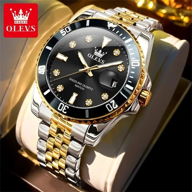 OLEVS Stainless Steel Luminous Quartz Sport Watch 9809