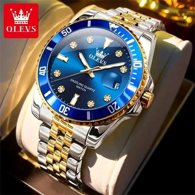 OLEVS Stainless Steel Luminous Quartz Sport Watch 9809