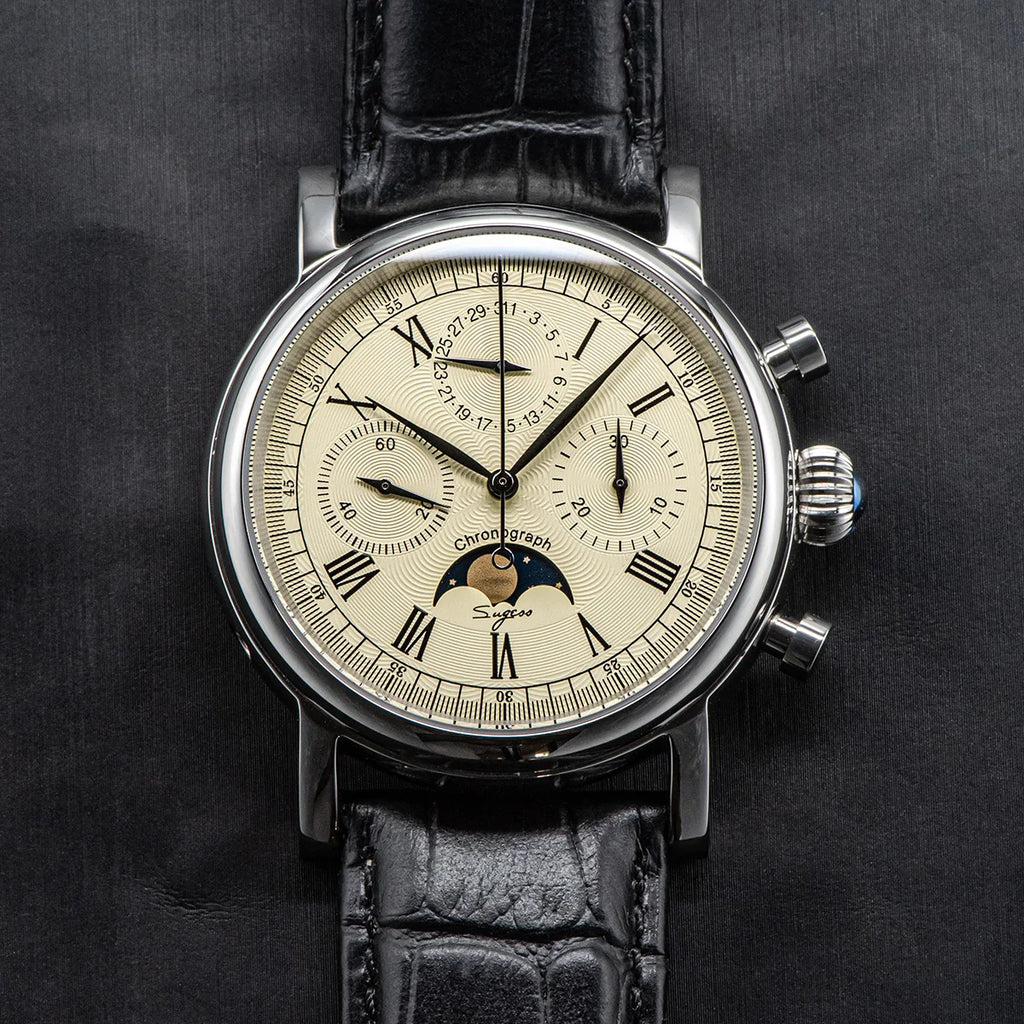 SUGESS Pilot Mechanical Chronograph Moonphase Calendar Watch ST1908