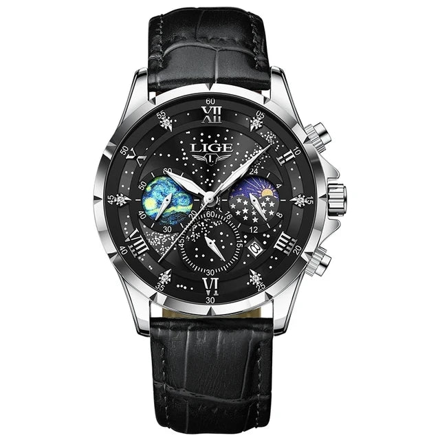 LIGE Stainless Steel Men's Quartz Luxury Watch 89107