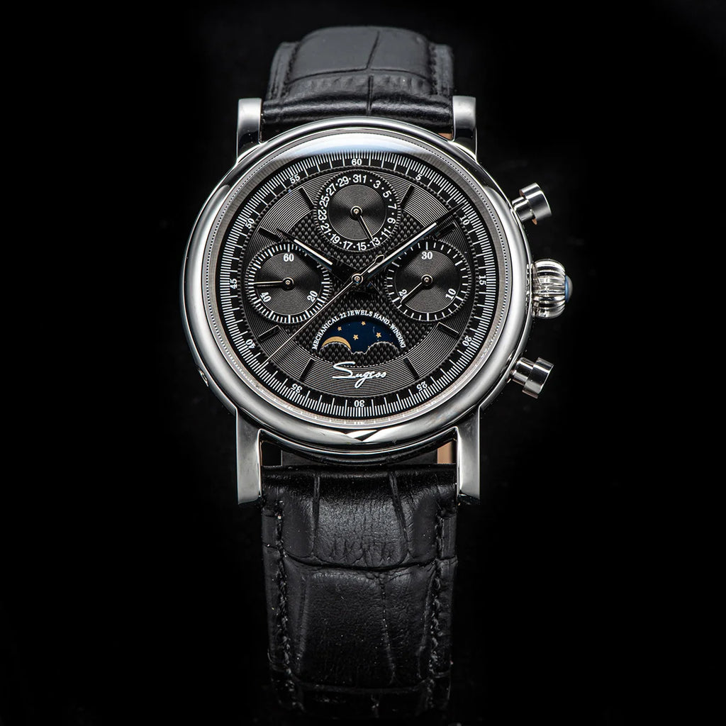 SUGESS Pilot Mechanical Chronograph Moonphase Calendar Watch ST1908