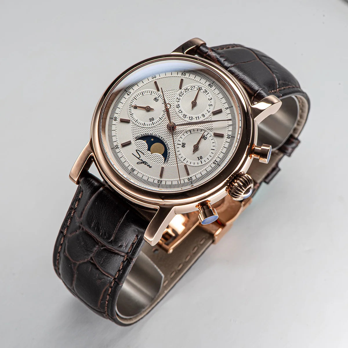 SUGESS Pilot Mechanical Chronograph Moonphase Calendar Watch ST1908