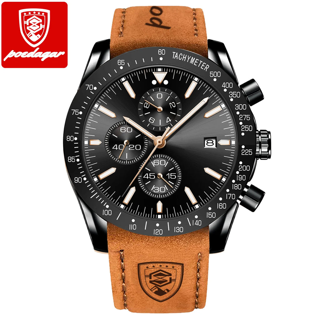 POEDAGAR Fashion Quartz Men's Watch Luxury Chronograph 988