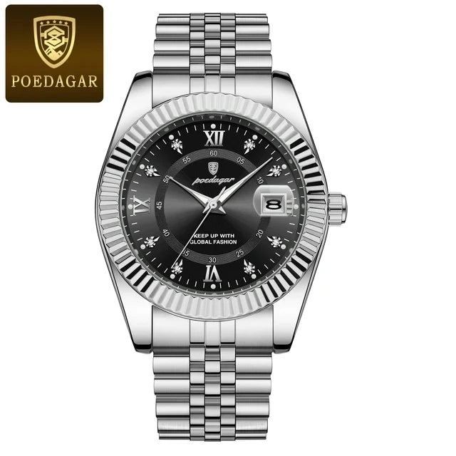 POEDAGAR Luxury Sport Quartz Men's Watch Stainless Steel Chronograph 910