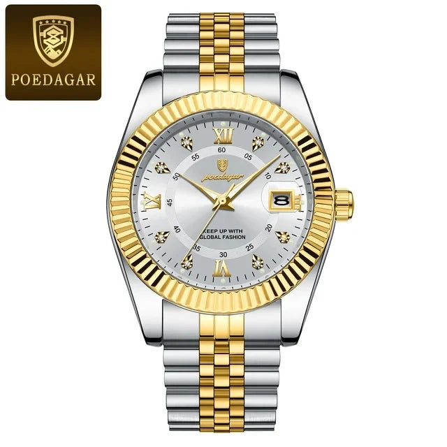POEDAGAR Luxury Sport Quartz Men's Watch Stainless Steel Chronograph 910