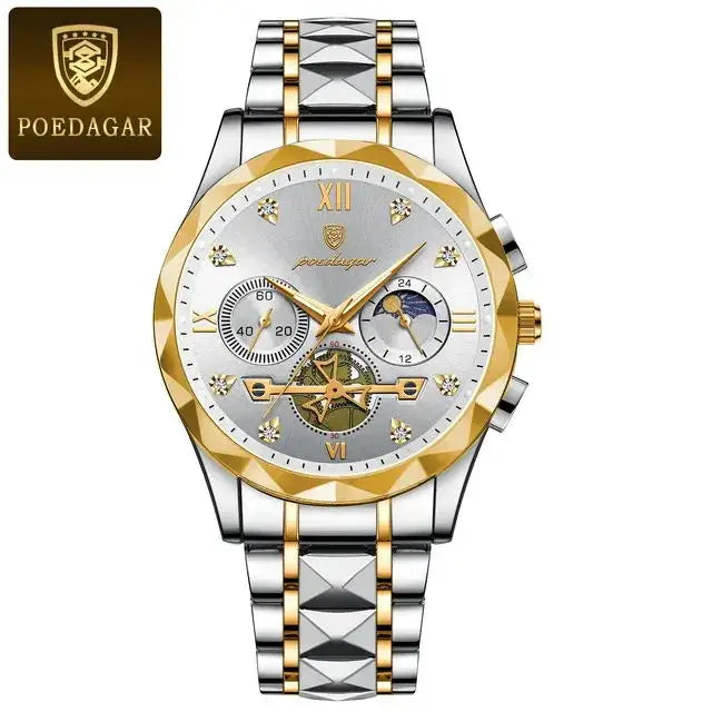 POEDAGAR Luxury Chronograph - Stainless Steel Quartz Watches 996