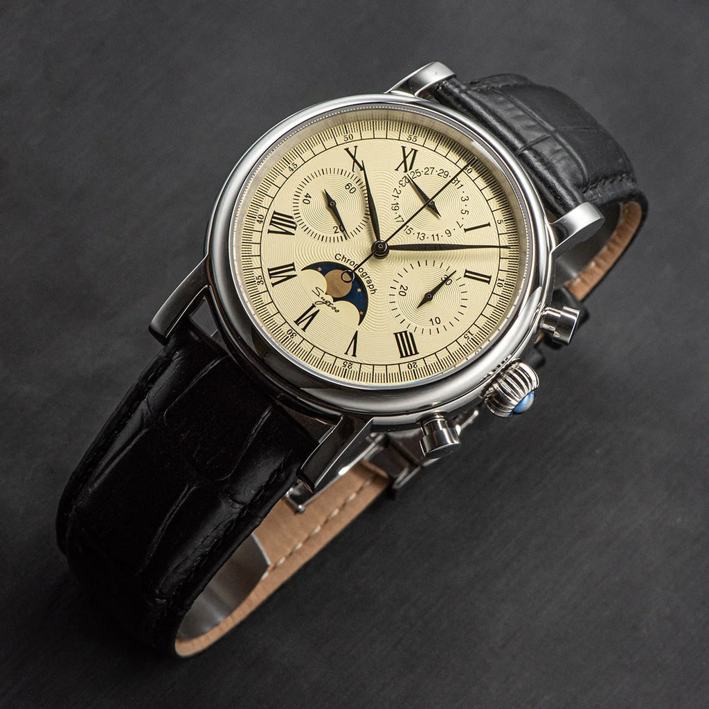 SUGESS Pilot Mechanical Chronograph Moonphase Calendar Watch ST1908