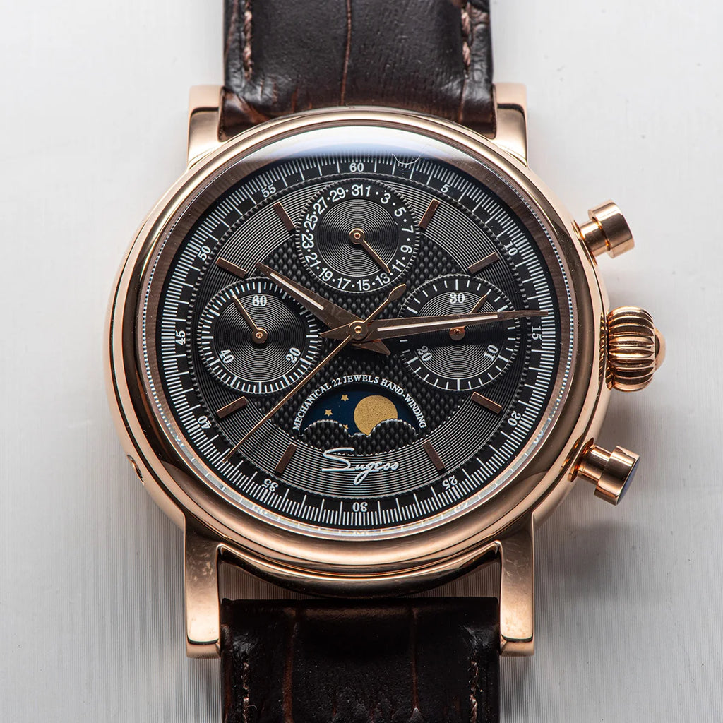 SUGESS Pilot Mechanical Chronograph Moonphase Calendar Watch ST1908