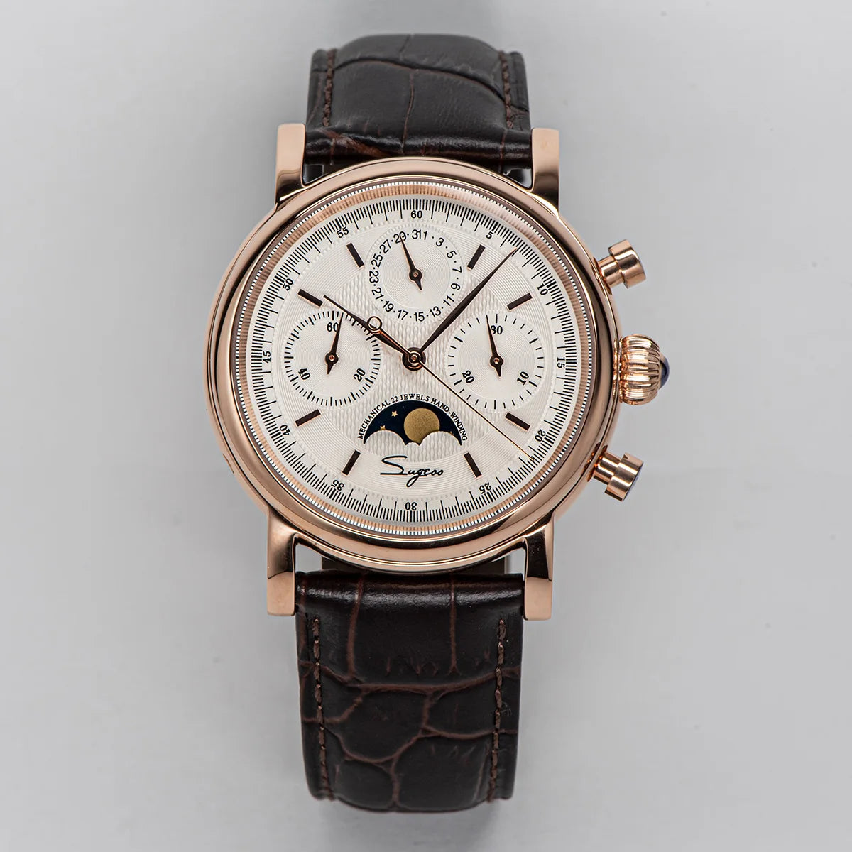SUGESS Pilot Mechanical Chronograph Moonphase Calendar Watch ST1908