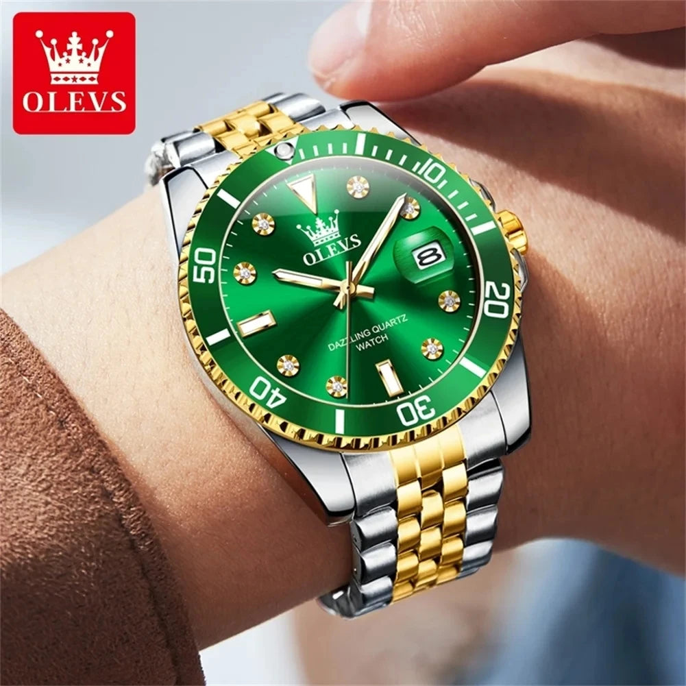 OLEVS Stainless Steel Luminous Quartz Sport Watch 9809