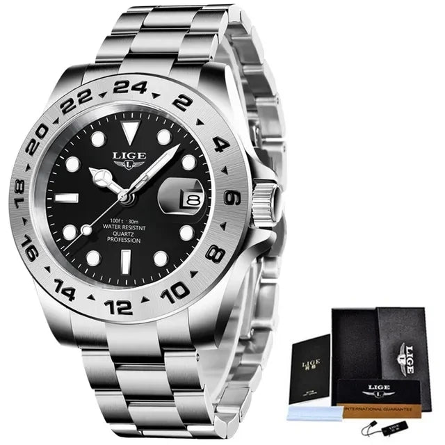 LIGE Men Watch Stainless Watches Waterproof Luxury Wrist Watch 8947