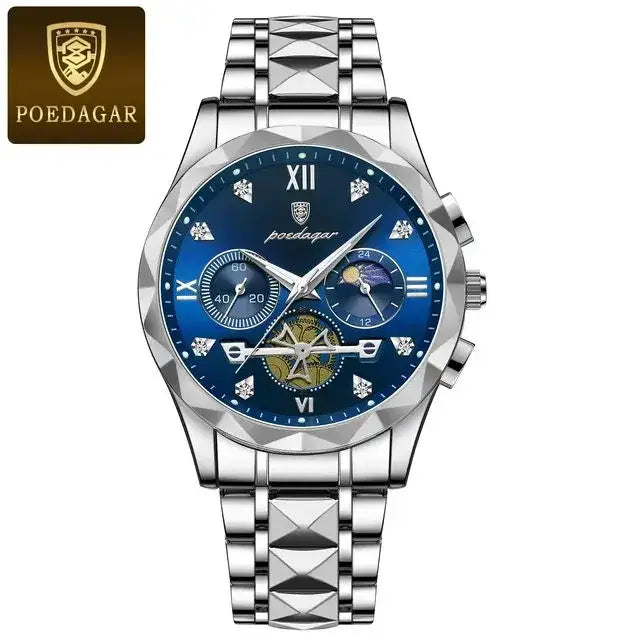 POEDAGAR Luxury Chronograph - Stainless Steel Quartz Watches 996