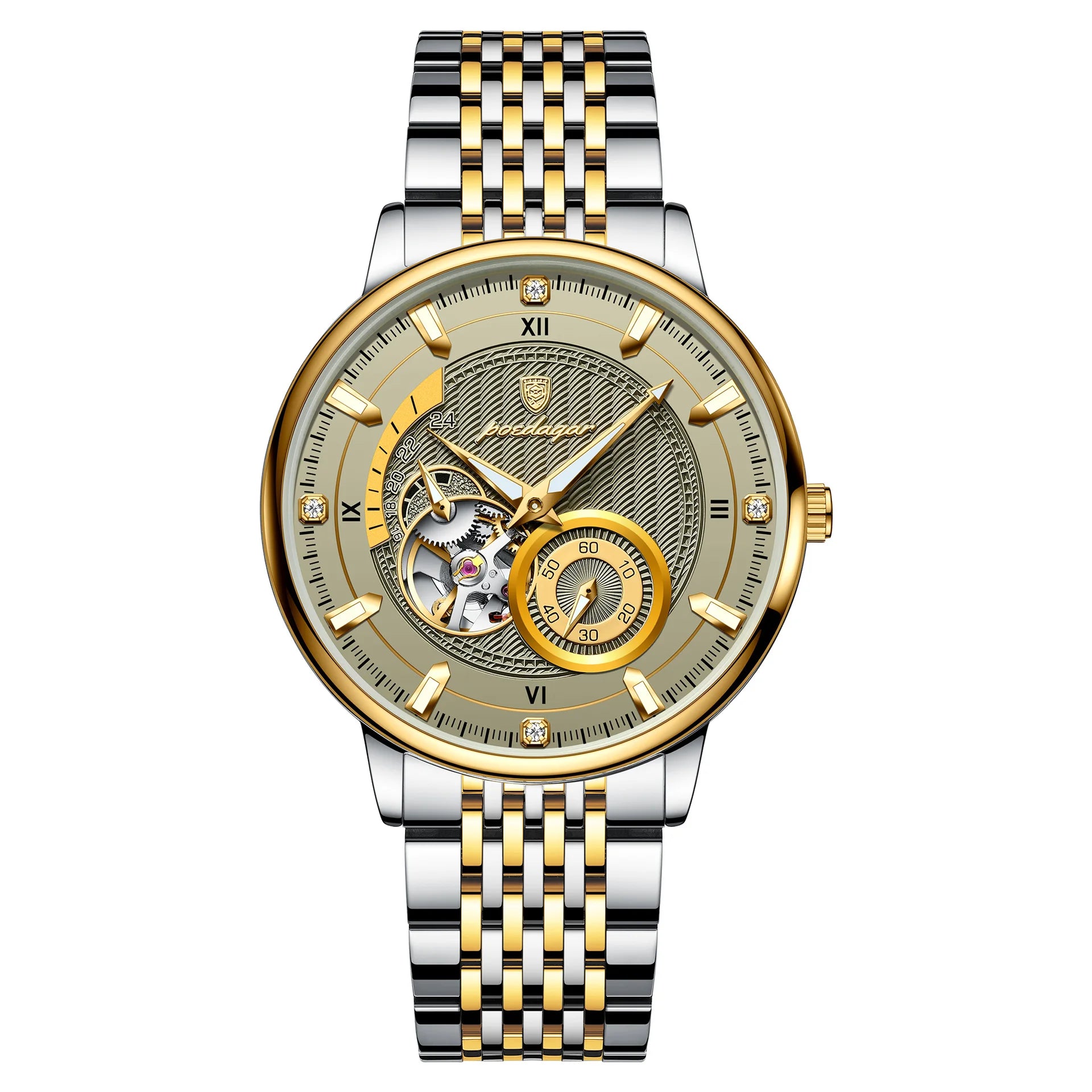 POEDAGAR Skeleton Automatic Mechanical Watch 42mm 1416