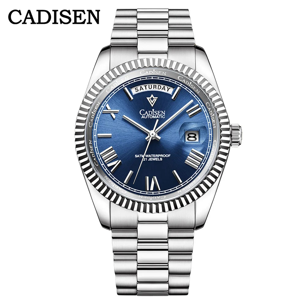CADISEN Automatic Mechanical Day-Date Stainless Steel Watch 8285